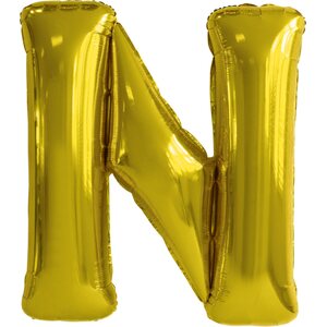 Large Letter N Gold Foil Balloon N34 Packaged 83 cm x 79 cm