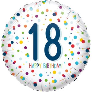 18 Happy Birthday tavallinen foliopallo konfettikuvio