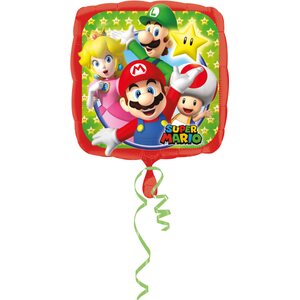 Super Mario Bros neliö tavallinen foliopallo 43 cm