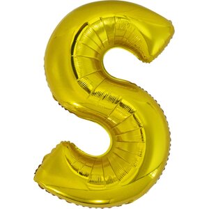 Large Letter S Gold Foil Balloon N34 Packaged 83 cm x 55 cm
