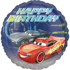 Disney autot Cars Happy Birthday tavallinen foliopallo 43cm