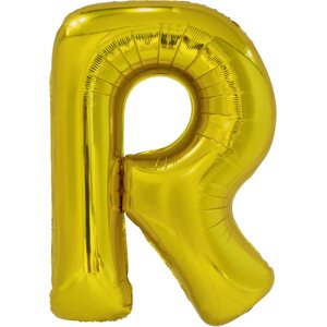 Large Letter R Gold Foil Balloon N34 Packaged 85 cm x 60 cm