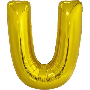 Large Letter U Gold Foil Balloon N34 Packaged 83 cm x 65 cm