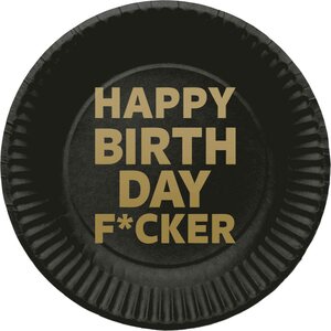 Pahvilautanen Happy Birthday Fucker 23 cm 8 kpl/pkt
