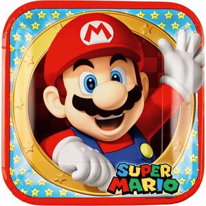 Super Mario neliö lautanen 22,8 x 22,8 cm 8 kpl/pkt