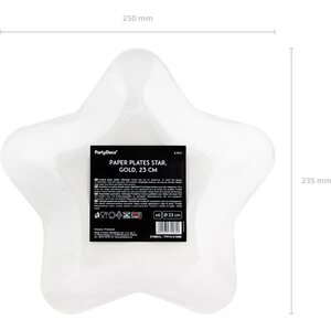Tähti pahvilautanen korkeakiiltokulta, 23 cm 6 kpl/pkt