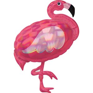 Flamingo hologrammipinkki muotofoliopallo 71 cm x 83 cm