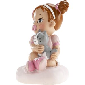 Ristiäiskoriste tyttö ja kissa 10 cm
