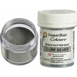 Sugarflair syötävä kimallejauhe Dark Silver, 10 g