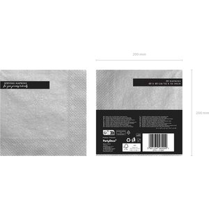 Napkins, 3 layers, silver metallic, 40x40cm: 1pkt/20pc.