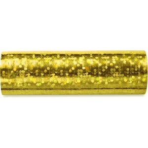 Holographic streamer, gold, 3.8m:  1pkt/18pc.