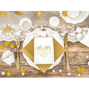 Paper treat bags Mr&Mrs, 13x16.5cm:  1pkt/6pc.