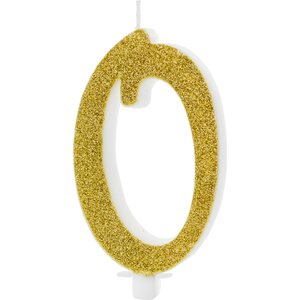 Birthday candle Number 0, gold, 10cm