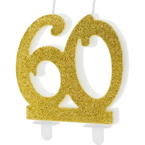 Birthday candle Number 60, gold, 7.5cm