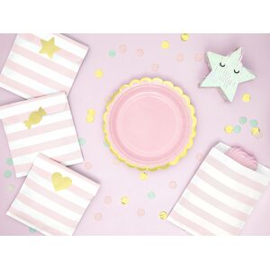 Paperipussi Yummy vaaleanpunaiset raidat 13 x 14cm 6 kpl/pkt
