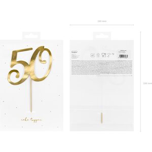 Cake topper ''50'', gold, 20.5cm