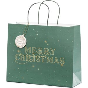 Lahjakassi Merry Christmas vihreä 32,5 x 26,5 x 11,5 cm