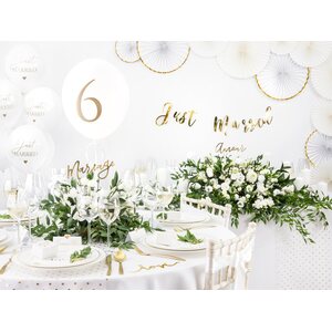 Ilmapallot 30 cm, Just Married, puhtaanvalkoinen 6 kpl/pkt