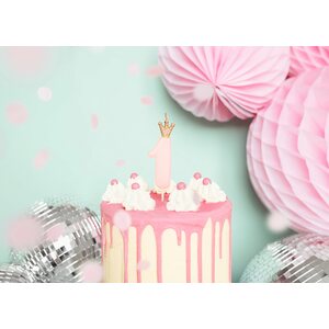 Birthday candle Number 1, light pink, 9.5cm