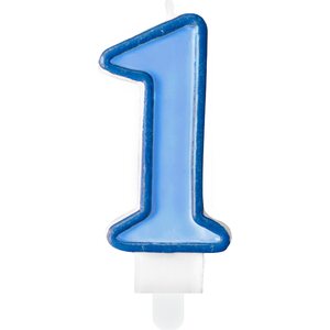 Birthday candle Number 1, blue, 7cm
