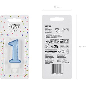 Birthday candle Number 1, blue, 7cm