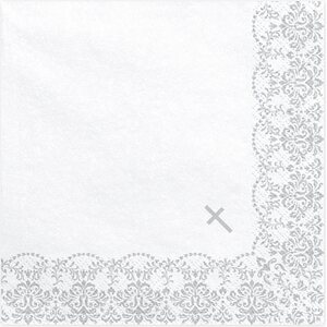 Napkins First Communion - Ornament, 33x33cm, silver