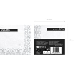Napkins First Communion - Ornament, 33x33cm, silver