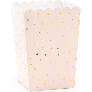 Boxes for popcorn Dots, light pink, 7x7x12.5cm 1pkt/6pc.