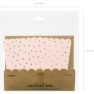 Boxes for popcorn Dots, light pink, 7x7x12.5cm 1pkt/6pc.