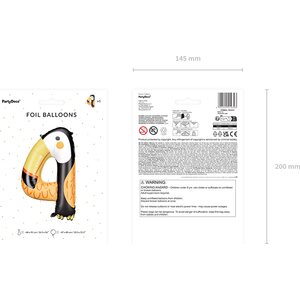 Foil balloon Number 4 - Tucan, 68x91 cm, mix