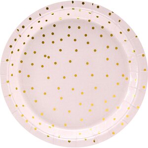 Pahvilautanen vaaleanpunainen kultaisilla pilkuilla 18 cm 6 kpl/pkt
