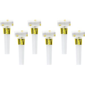 Snake whistle white with gold stars 6 pcs
