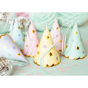 Party hats Stars, mix, 14.5cm 1pkt/6pc