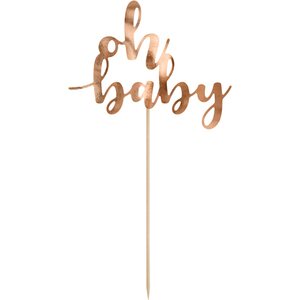 Cake topper Oh baby, rose gold, 25 cm