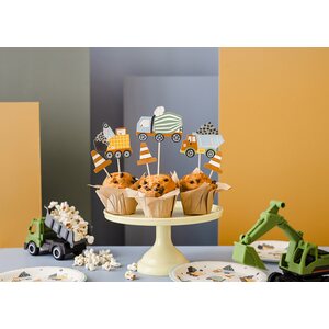 Cupcake toppers - Construction vehicles, 4-7 cm, mix 1pkt/6pc.