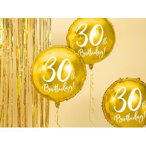 30th Birthday tavallinen foliopallo kulta 45 cm