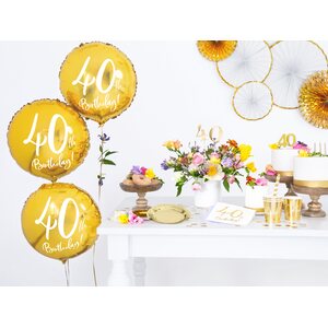 40th Birthday tavallinen foliopallo kulta 45 cm