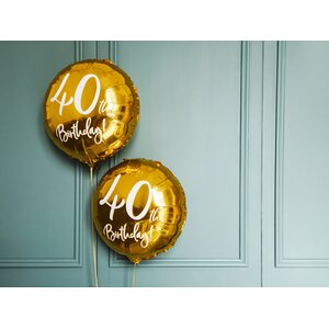 40th Birthday tavallinen foliopallo kulta 45 cm