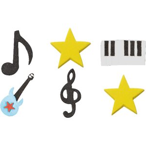 Decora 6 MUSICAL INSTRUMENTS SUGAR DECORATIONS