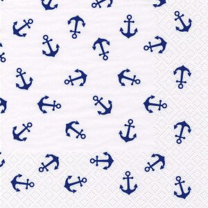 Lunch Napkin Nautical Anchor Blue & White 3Ply