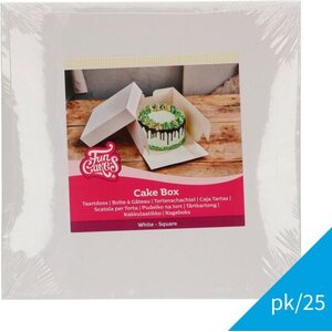 FunCakes Cake Box White 25x25x15 cm pk/25