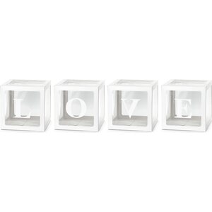Balloon boxes LOVE, 30x30  cm, white: 1pkt/4pc.