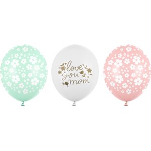 Balloons 30  cm, Love you mom, mix: 1pkt/50pc.