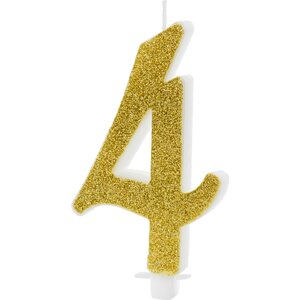 Birthday candle Number 4, gold, 10 cm