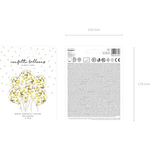 Confetti balloons - stars, 30 cm, gold: 1pkt/6pc.