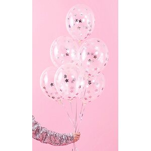 Confetti balloons - stars, 30 cm, silver: 1pkt/6pc.
