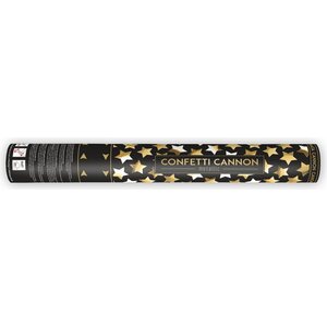 Confetti cannon with stars, gold, 40 cm