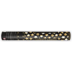Confetti cannon with stars, gold, 40 cm