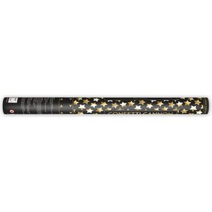 Confetti cannon with stars, gold, 60 cm