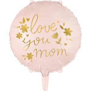 Foil balloon ''Love you mom'', 45  cm, pink
